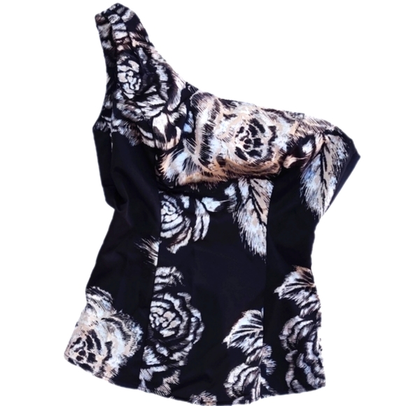 Guess Tops - GUESS Sylvan Assymetrical Satin Corset style One Shoulder Top Small